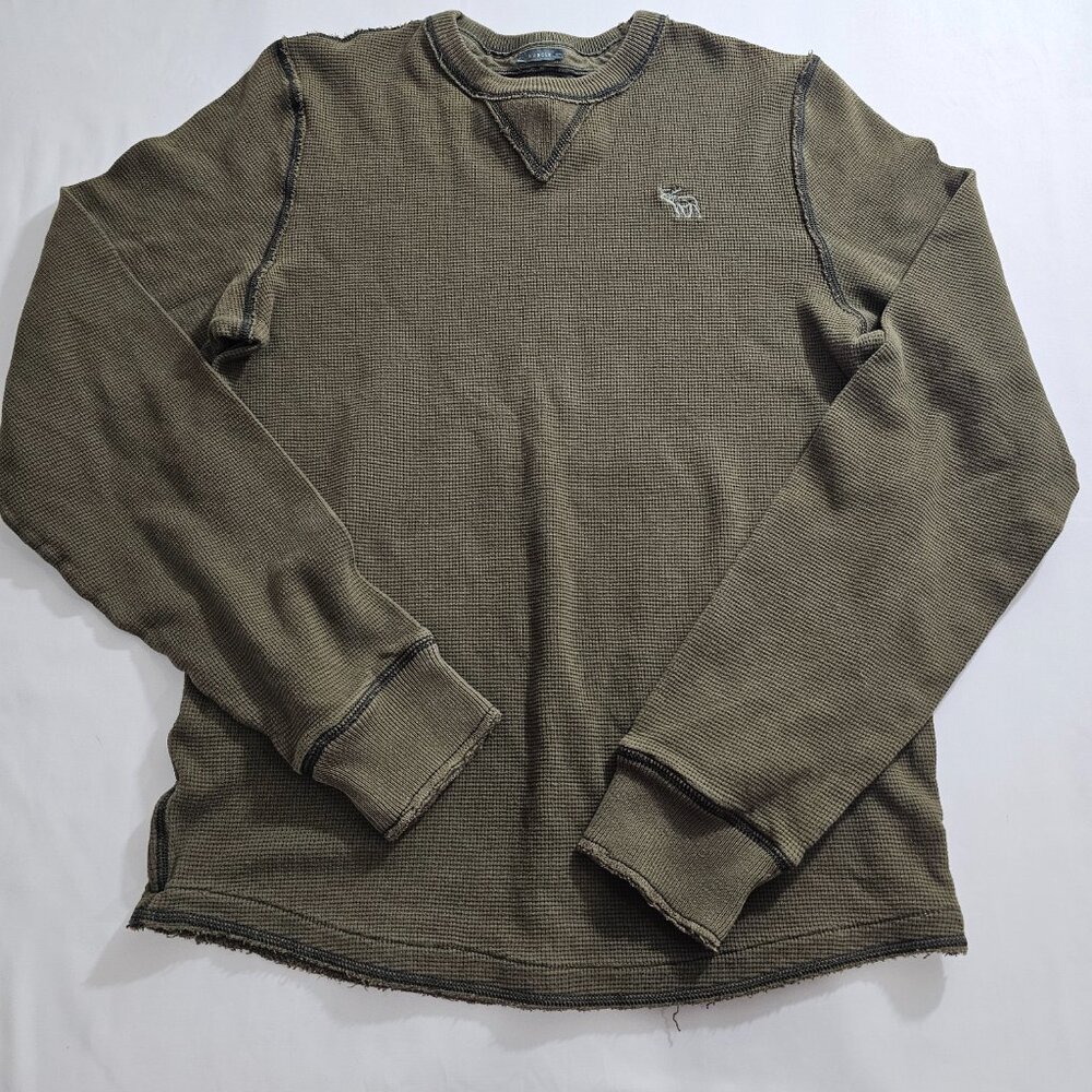 Men's Abercrombie & Fitch Y2K Muscle Sweater Size XL Olive Green 100% Cotton